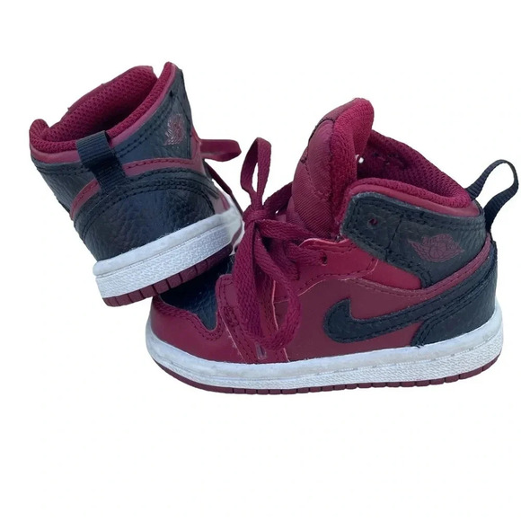 Air Jordan 1 Mid Team Red/Black  Toddler Shoes - Picture 1 of 9